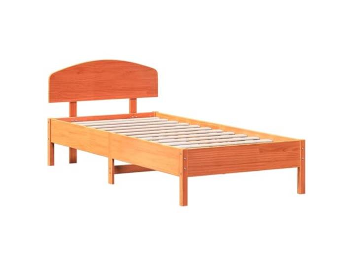 KTHLBRH Bettgestell ohne Matratze Braun Wachs 100 x 200 cm Kiefernholz Massives Kiefernholz, Latten aus Sperrholz, Kopfteil zur Unterstützung, Lattenrost im Lieferumfang enthalten