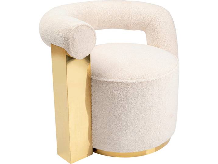 Kare-Design Cocktailsessel, Weiß, Goldfarben, Metall, 83x65.5x69 cm, Wohnzimmer, Sessel, Cocktailsessel