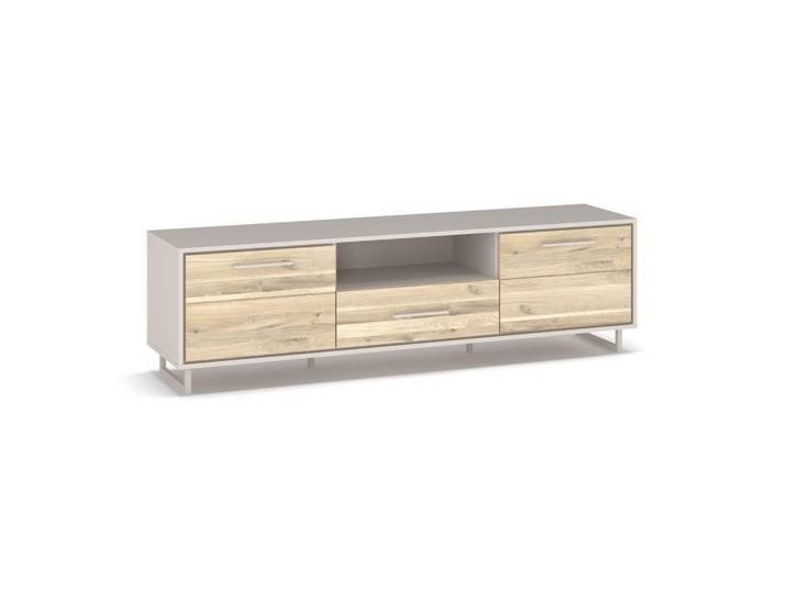 Livetastic Lowboard, Kaschmir, Eiche Bianco, Metall, Eiche,Eiche,Eiche,Eiche, massiv,massiv,massiv,massiv, 2 Fächer, 1 Schublade(n) Schubladen, 185x53x45 cm, Typenauswahl, Beimöbel erhältlich, Wohnzimmer, TV Möbel, Lowboards