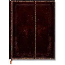 Paperblanks, Heft + Block, Schwarzes Marokkoleder (A5, Liniert, Harter Einband)