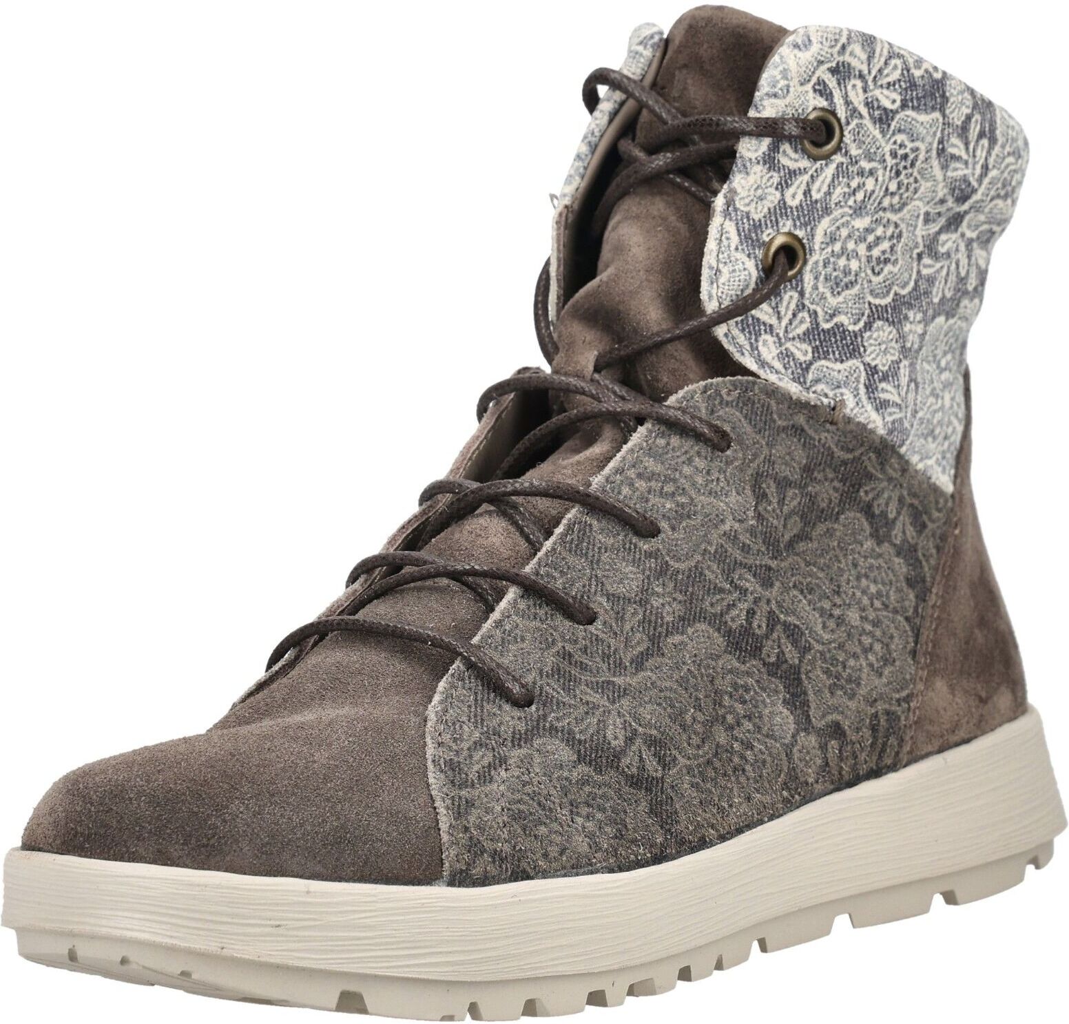 Think! Schnürstiefelette THINK "Think Stiefelette Veloursleder/Textil", Damen, Gr. 41, Schurwolle, braun (pepper), Textil, Veloursleder, Schuhe Schnürstiefelette