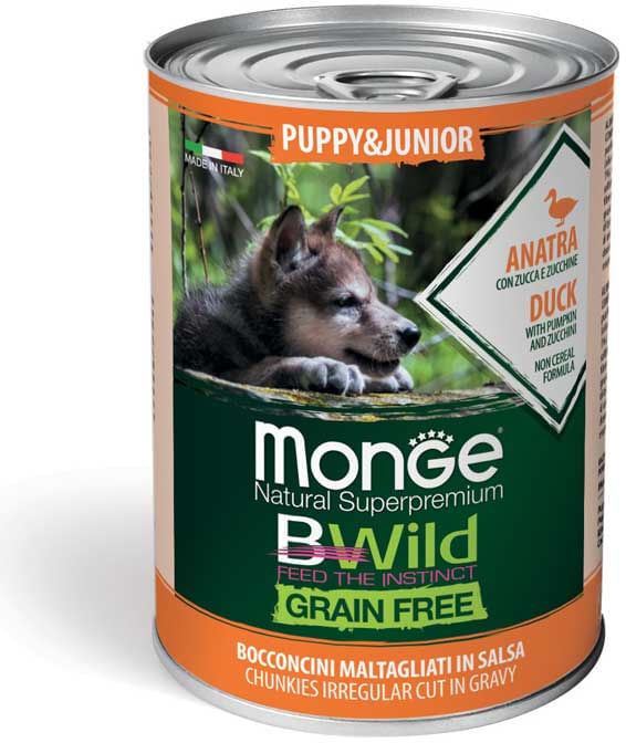 Monge Natural Superpremium Bwild Puppy Lattina 400G ANATRA CON ZUCCA