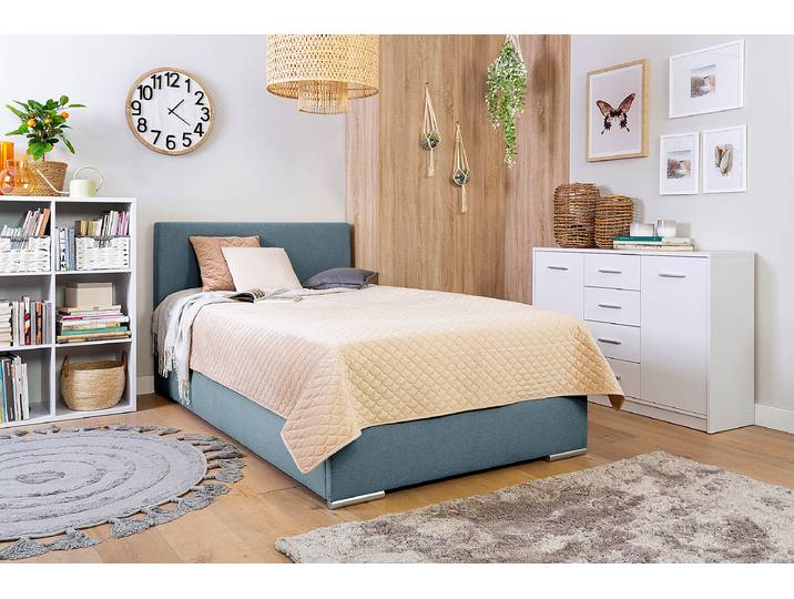 Boxspringbett Escaba 120 x 200cm Webstoff Neala Blau