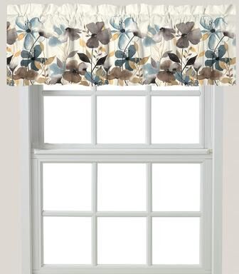 Laural Home "Greige Florals Window Valance - 60"" x 18"""
