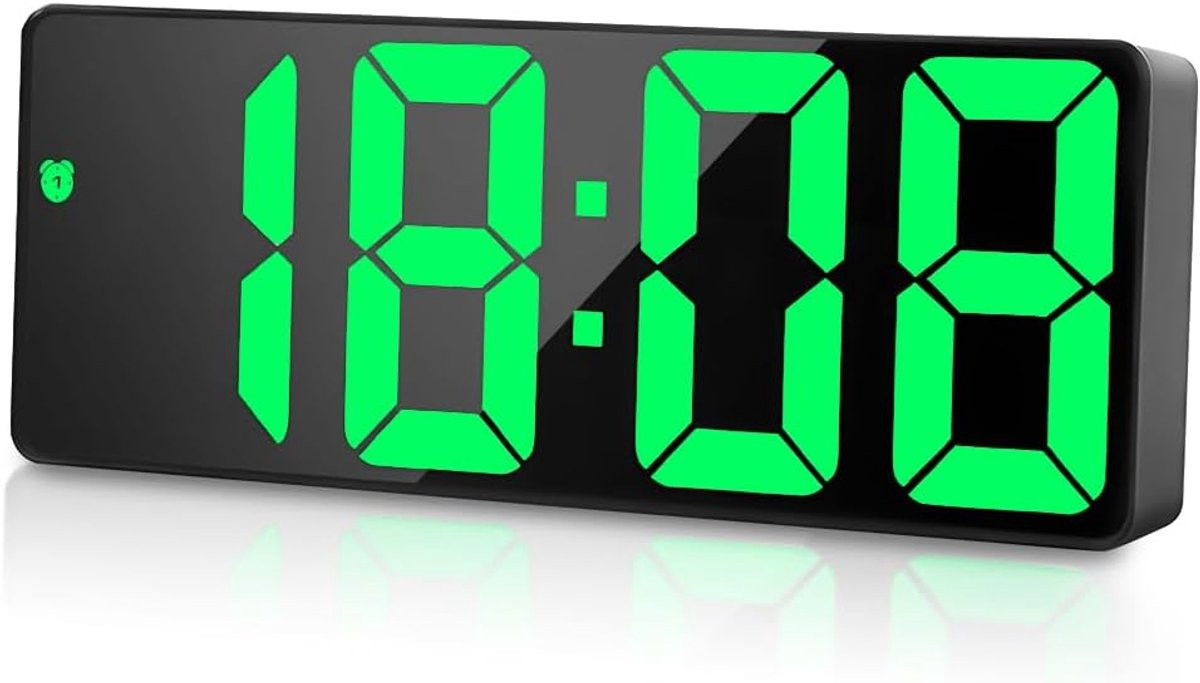 Digitale LED Wekkerradio met Dimbare Groene Cijfers en Snooze-functie - Zwart