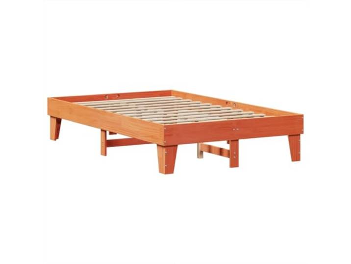 KTHLBRH Einzelbett 120 x 200 cm Kiefernholz Braun Wachs Lattenrost inklusive, Stauraum, stabiler Rahmen, Montage erforderlich