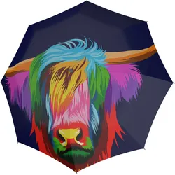 Modern.Art Automatischer Regenschirm, Bison-Muster, mehrfarbig