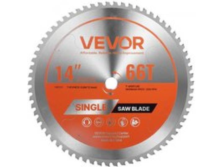 VEVOR Lame de scie circulaire, Ø 355 mm, lame de coupe pour scie circulaire, 66 dents alliage, arbre 25,4 mm, finition soignée, avec évents de chauffage antibruit, pour couper aluminium, acier, métal