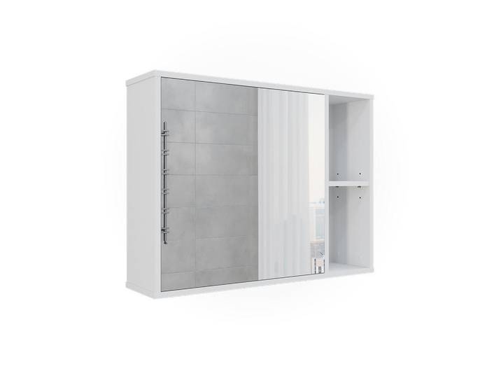 Vicco Badspiegelschrank Leano Weiß 80 x 60 cm, Holzwerkstoff, 2 Fächer, Rechteckig, 80x60x20 cm, Badezimmer, Badezimmerspiegel, Spiegelschränke