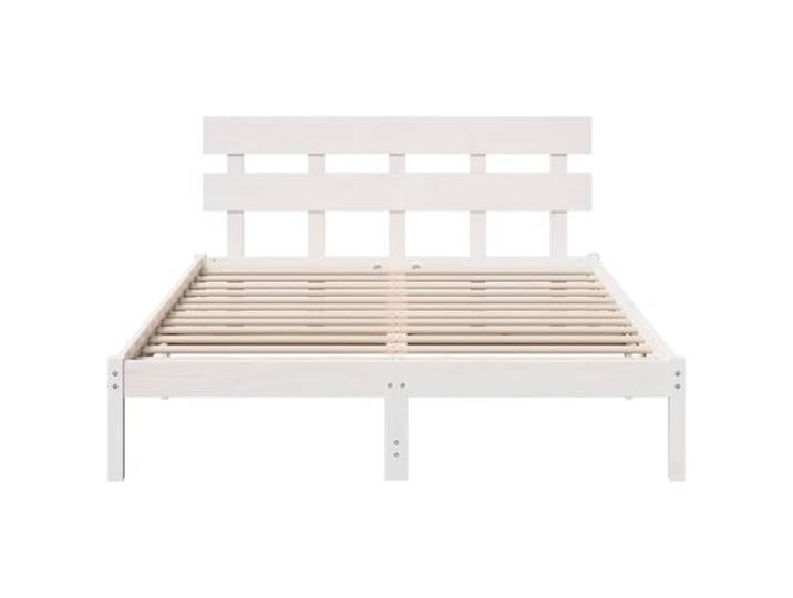 KTHLBRH Bettgestell, weiß, 160 x 200 cm, Kiefernholz Mit Kopfteil, modernes Design, einfache Wartung, max. 200 kg