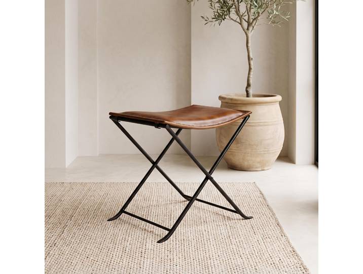 Tabouret d’appoint pliant en cuir vintage - Smart
