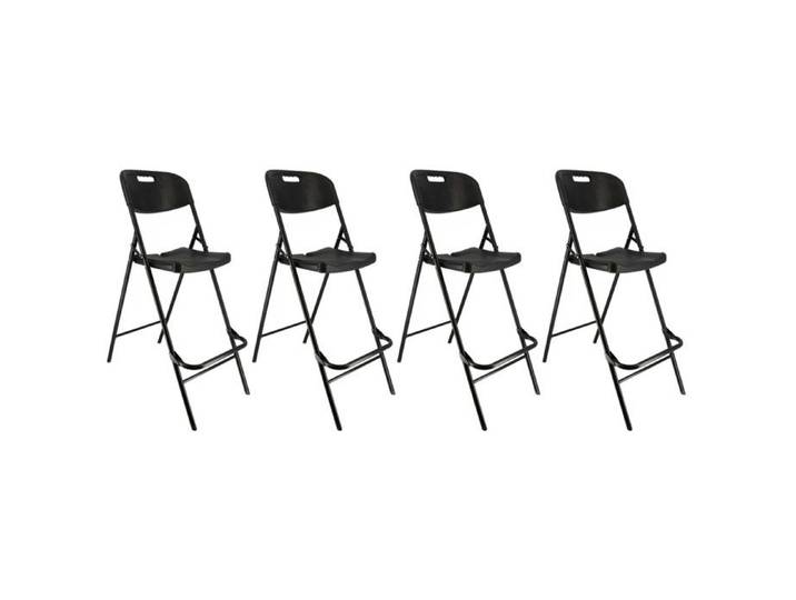Lot de quatre chaises de bar pliantes noires - Ht 120cm - Chaises hautes pliantes - Cadre en acier - avec dossier et repose pied