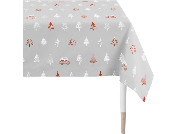 Tischdecke APELT 5825 , grau (grau, rot), B:150cm L:250cm, Baumwolle, Polyester, Tischdecken, Tischdecke