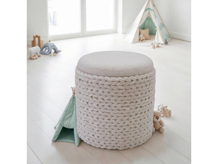 Livetastic Hocker, Creme, Textil, rund, 40x45x40 cm, Stauraum, Wohnzimmer, Sessel, Hocker, Sitzhocker