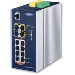 PLANET IGS-5225 Industrial Railmount Gigabit Managed Switch, 8x RJ-45, 4x SFP, 240W PoE+, V5