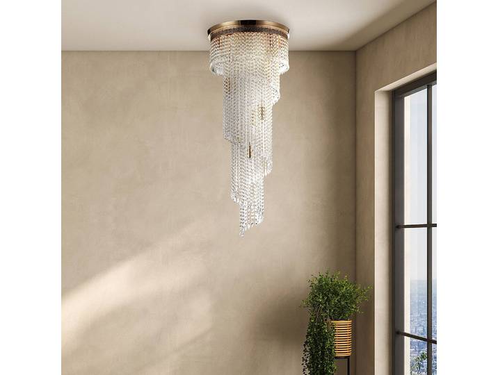 Lustre Cascade Ø 42cm Doré 12 Verre cristal / Métal mixte E14