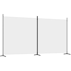vidaXL Paravent Raumteiler, innen, 2-teilig, aus Metall / Stoff, weiß, 348 x 180 cm
