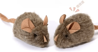 Inspire Picks SqueakyMouse Smart Interactive Plush Cat Toy 2pcs Grey