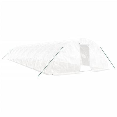 Helloshop26 - Gewächshaus Zelt Unterstand Pflanzen Blumen Gemüse mit Stahlrahmen 80 m² 16 x 5 x 2,3 m weiß 02_0044633