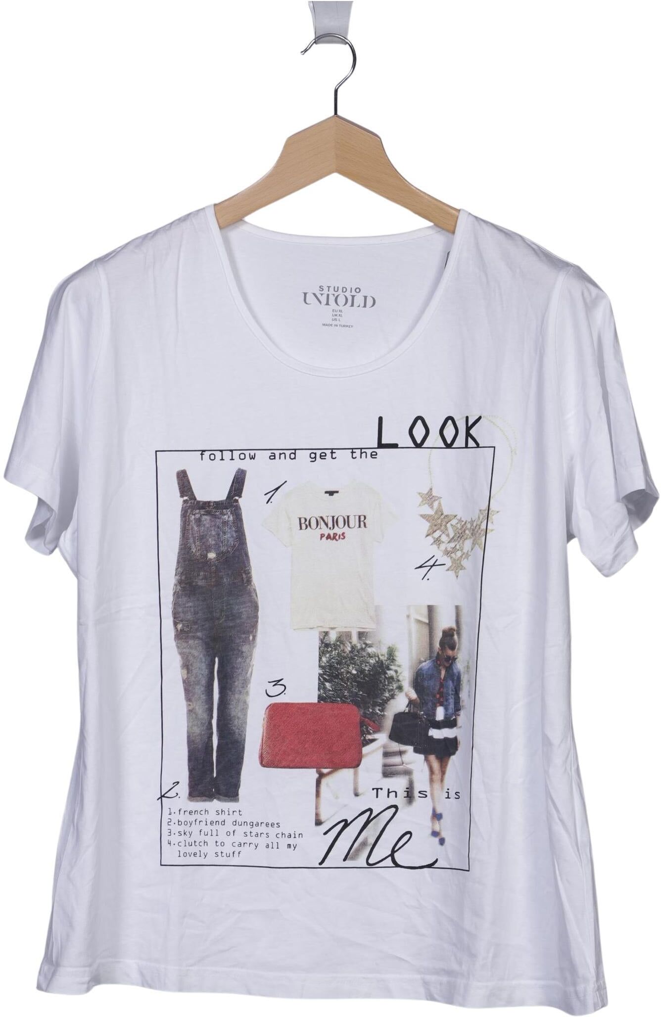 Studio Untold Damen T-Shirt, Weiß, Gr. XL, Baumwolle - Second Hand