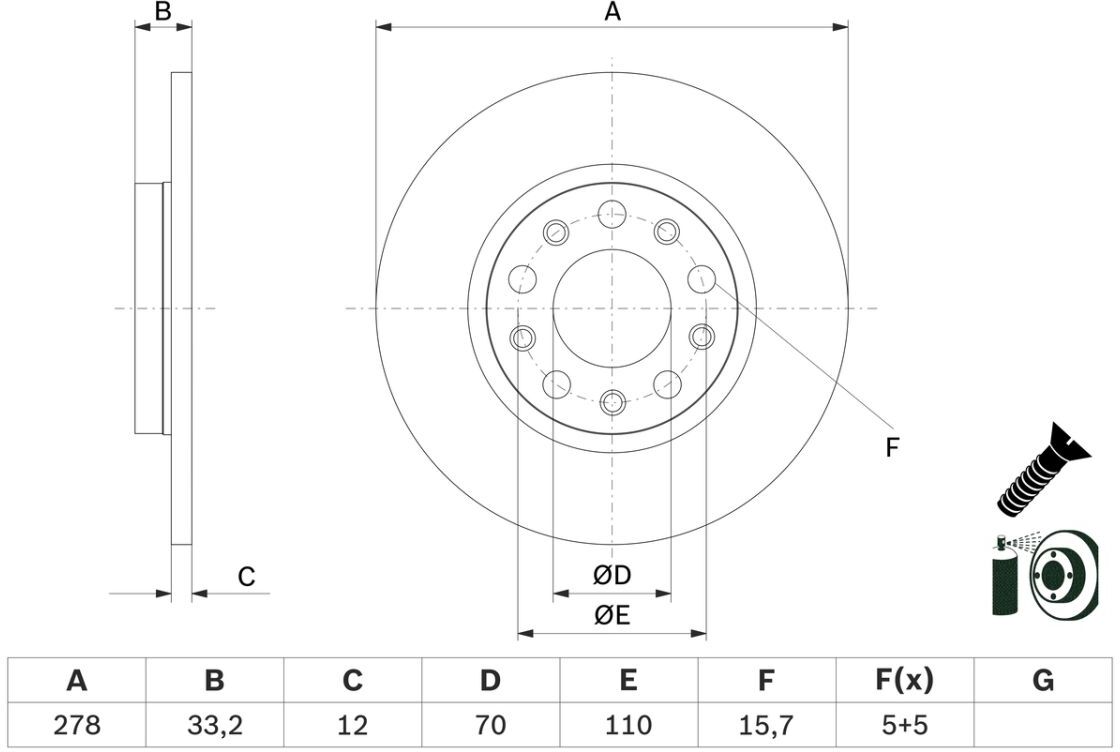 Bremsscheibe BOSCH 0 986 479 G21 hinten, voll, 1 Stück