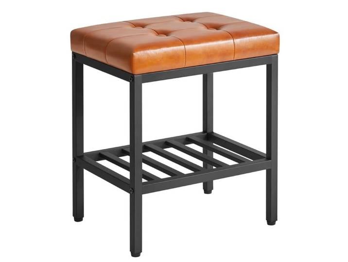 Tabouret maquillage assise PU marron clair hauteur réglable repose-pieds rangement inférieur style scandinave moderne