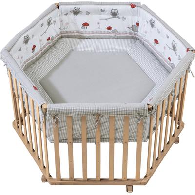 Laufgitter ROBA "Cosiplay Adam & Eule, natur, 6-eckig", Baby, beige (natur), Laufställe Laufgitter, mit Stoffeinlage und Nestchen