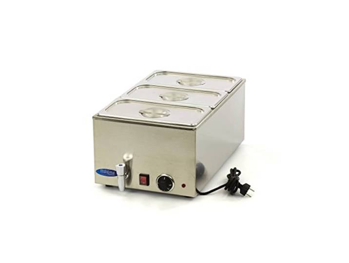Bain Marie avec robinet inclus 3 x 1/3 GN Set électrique - Inox - Professionnel - Avec bacs Gastronorm - Maintenir les aliments au chaud