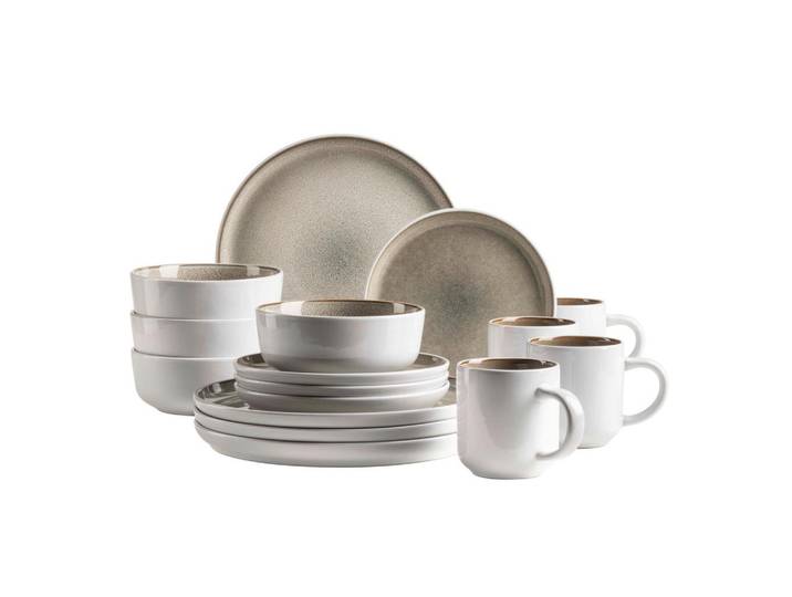 Kombiservice LUNARIA 16-teilig Steinzeug, Braun, 4 Personen