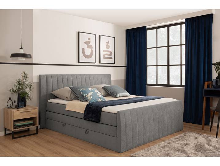 Boxspringbett Mandiba 160 x 200cm Samt Rosor Grau