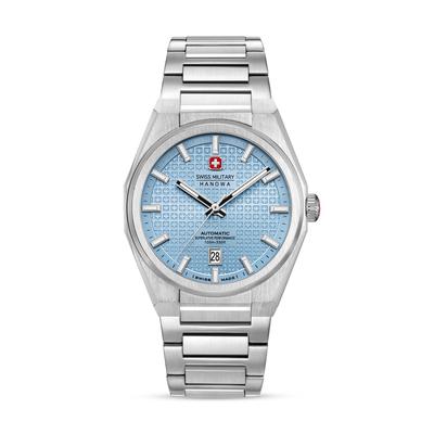 Automatikuhr "Avalanche", blau (silberfarben, hellblau), SWISS MILITARY HANOWA, Armbanduhren, Herren, Automatikuhr, Armbanduhr, Herrenuhr, Swiss Made, Mechanische Uhr, Edelstahlarmband