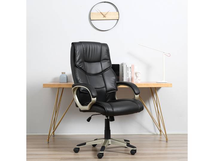 HOMCOM Chaise Bureau Luxe Pivotant Fauteuil Ordinateur Manager Noir