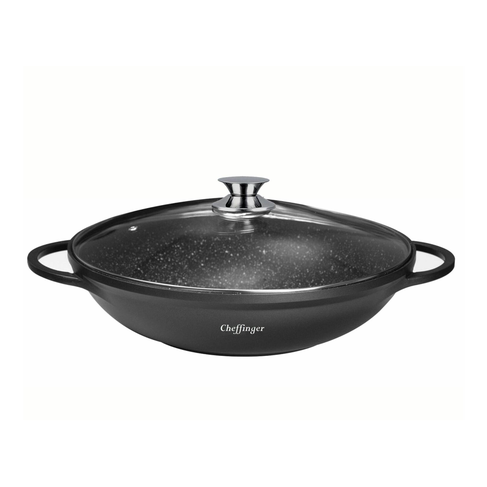 Wokpfanne mit Deckel ø40 cm - Marmorbeschichtung & Induktionsgeeignet