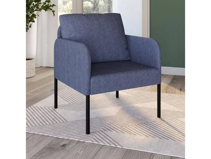 IDMARKET Fauteuil AUGUSTE tissu bleu pieds métal noir