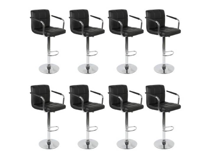 Lot de 8 Tabourets de Bar Simili Noir Design Contemporain 44.5*38CM