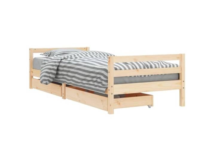 FDSAQOPT mit Schubladen 90x190 cm Massivholz Kiefer Massives Kiefernholz,gerade Maserung,rustikale Astoptik,Schubladen für Spielzeug und Kleidung,Lattenrost inklusive,kein