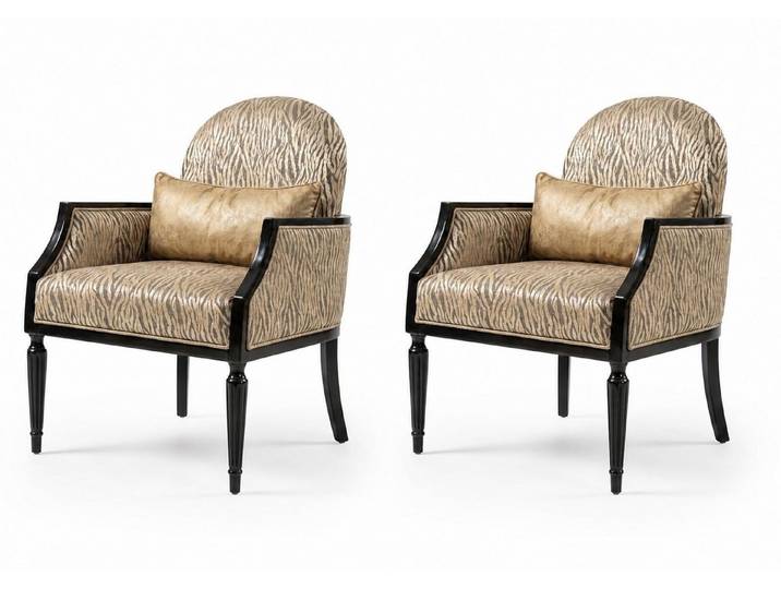 Xlmoebel Loungesessel Beige Loungesessel mit Zebramuster und Holzfüßen für Komfort (1-St), Made in Europa