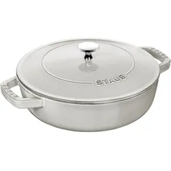 Zwilling Braisers Schmorpfanne, 24 cm rund Gusseisen , Pfanne + Kochtopf, Weiss, Braun