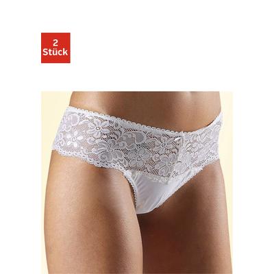 String NUANCE BY LASCANA "mit breitem Spitzenband, als Dessous-Set kombinierbar", Damen, Gr. 44/46, beige (2xcreme), Spitze, Obermaterial: 85% Polyamid, 15% Elasthan, körpernah, Unterhosen String, sexy Dessous, sexy Unterwäsche