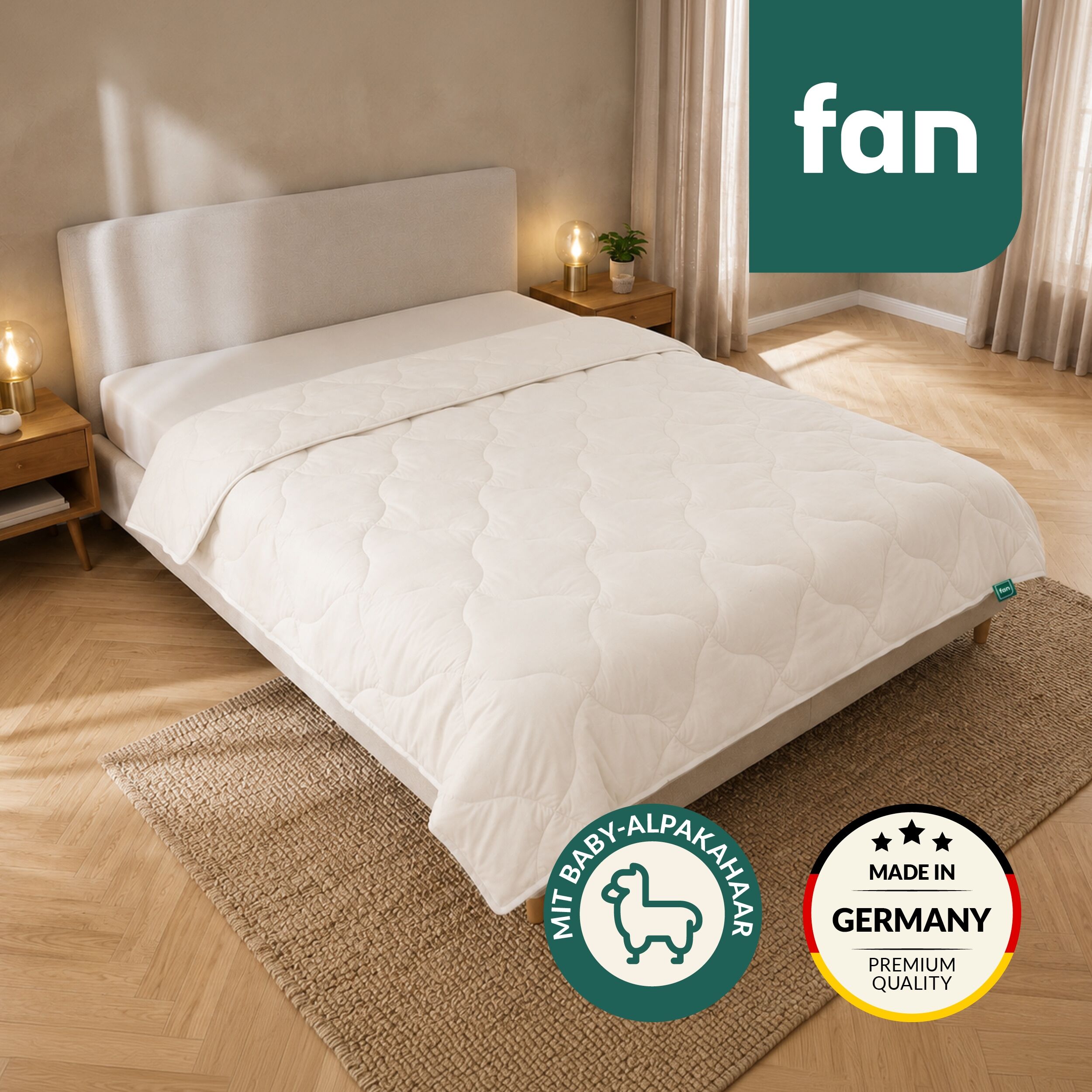 Naturhaarbettdecke FAN "Baby Alpaka, Bettdecke in 135x200 und weiteren Grössen erhältlich", weiss (weiß), B:135cm L:200cm, Bezug: 100% Baumwolle. Füllung: 97% Alpaka, 3% sonstige Fasern, Bettdecken, Naturhaarbettdecke, Bettdecke aus Naturhaar hergestellt 