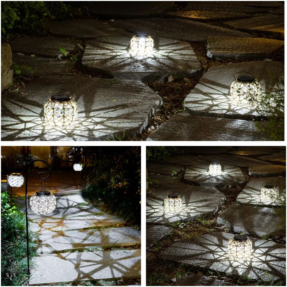 INF Solar Gartenleuchte für Außen - Dekorative LED Laterne für Terrasse, Garten und Wege Weiß