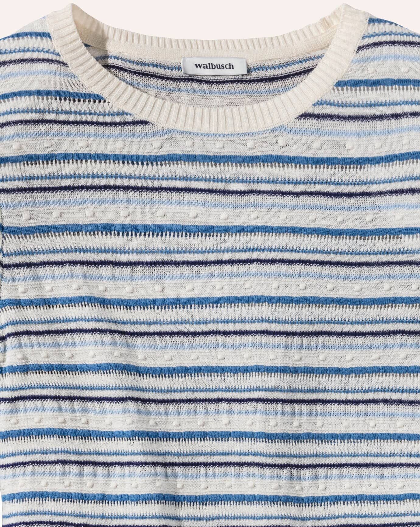 Walbusch Leinenmix-Pullover Sommerbrise, normale Größen, Farbe Weiß, 48, kühler Leinen-/Baumwollmix luftige Strickstruktur Damen