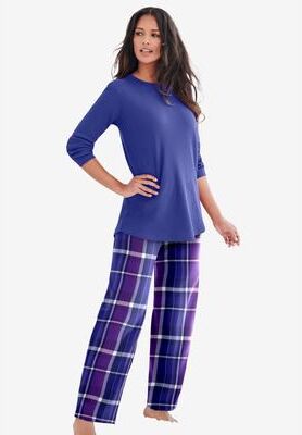 Plus Size Women's Thermal PJ Set by Only Necessities in Multi Plaid (Size 22/24) Pajamas