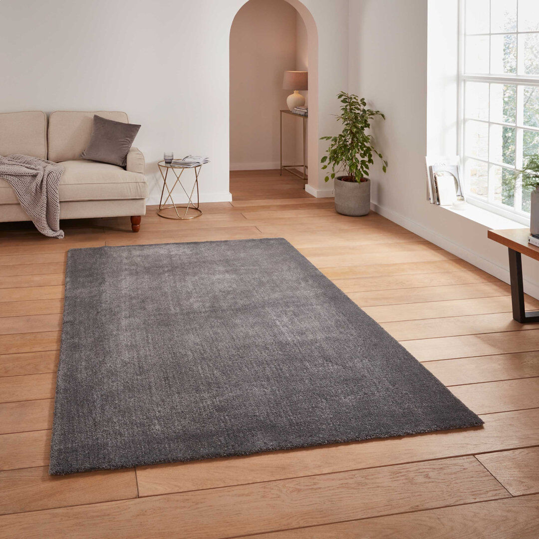 Latitude Run Hud area rug Machine Woven Rectangle Charcoal Grey/Cream Rectangle 120 x 170cm