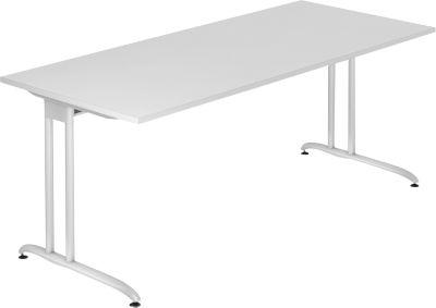 Schreibtisch TARA, C-Fuß, Rechteck, B 1800 x T 800 x H 720 mm, lichtgrau