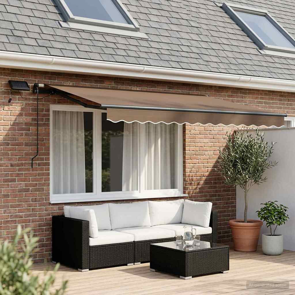VidaXL Polyester Cover Retractable Patio Awning Black/Taupe 165cm H x 400cm W x 300cm D