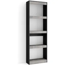 SKRAUT HOME Bücherregal, Holzregal, 60x25x186cm, Wohnzimmer - Büro, Für Bücher, Moderner Stil, Zementgrau _ 76_1