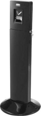 Rubbermaid Standascher Metropolitan, für den Außenbereich, abschließbar, mit Inneneimer, H 1087 mm, 6 l, Aluminium, schwarz