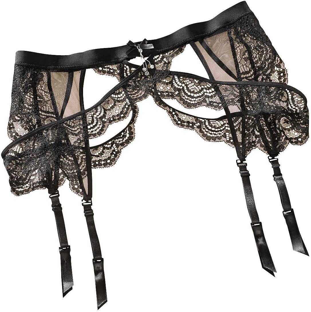Strumpfhalter, Damen, Gr. 32/34, schwarz, Netz, Obermaterial: 90% Polyamid, 10% Elasthan, PETITE FLEUR GOLD BY LASCANA, Strumpfhalter Strumpfhalter, aus schöner Jacquardspitze, sexy Dessous, Reizwäsche