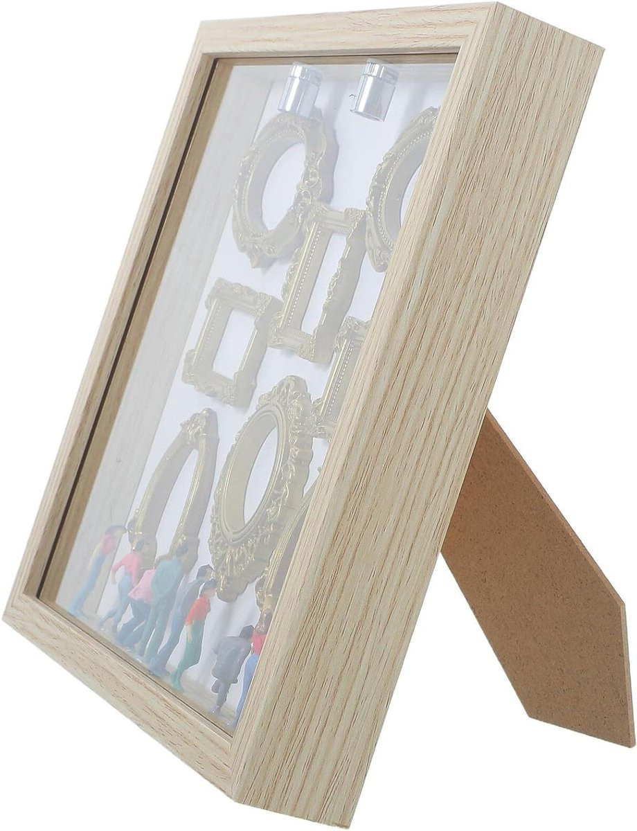 Miniatuur Museum Doos Schaduwbox Display Doe-het-zelf Decoratie met LED Licht Khaki - 21,6 cm